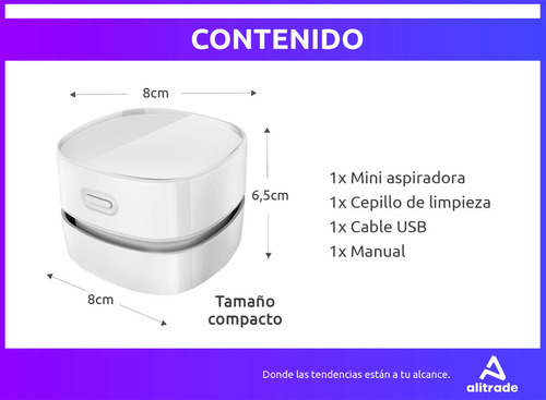 Mini Aspiradora Barre Migas Inalambrica Mesa Usb Recargable Color Negro