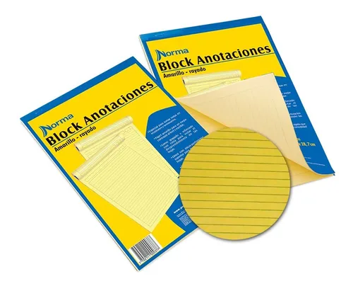 Block Amarillo Carta En Lineas X 50 Hojas Norma