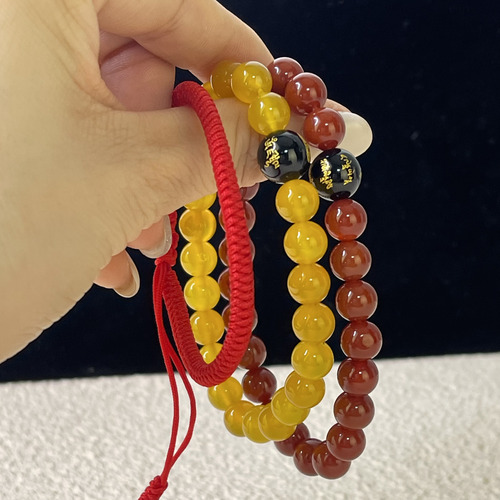 Pulsera De Cuentas De Cristal Y Pulsera Tejida A Mano 3 Piez