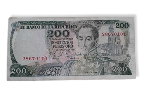 Colombia 200 Pesos Oro 1 De Enero De 1980
