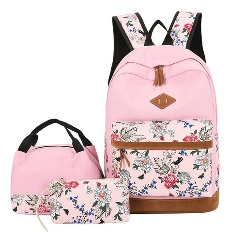 Conjunto De Mochila De Tres Piezas - Mochila Japonesa Floral