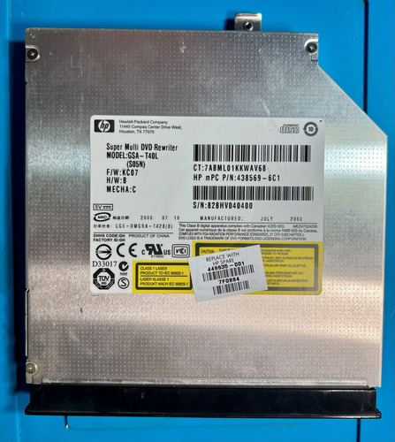 Lectora Dvd *original* Notebook Hp Pavilion Dv6700 (Usado)