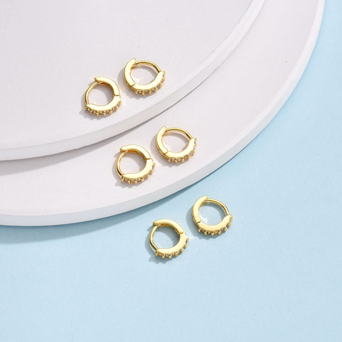 Aretes De Aro De Plata Hipoalergénicos 3 Pares Pequeños