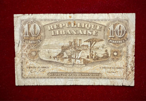 Billete 10 Piastres Líbano 1942 Pick 35 Raro