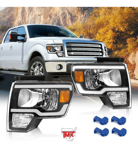 Faros 2009-2014 Ford F150 Pickup Led Drl Carcasa Negra F-150