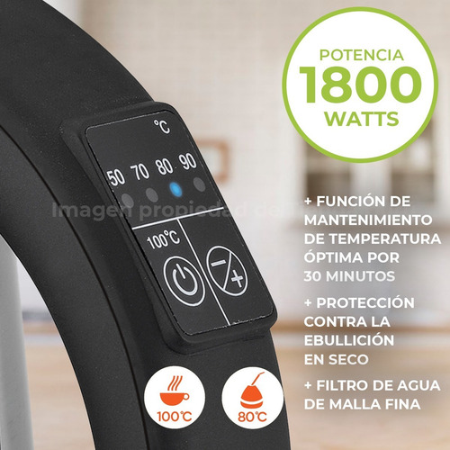 Imagen 3 de 5 de Pava Eléctrica Smart-tek Acero Inox 1,7 Litros Digtal Sd2035