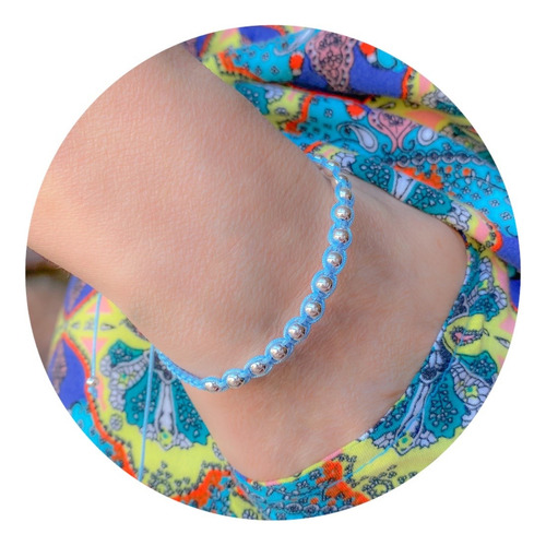 Pulsera Ajustable De Hilos Con Plata 925 (lpu04) Diámetro 6 Cm