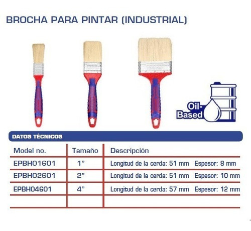 Imagen 2 de 4 de Brocha De Pintar 1 Industrial Oil Based
