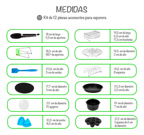 Accesorios Freidora De Aire Juego 12 Piezas Antiadherente.
