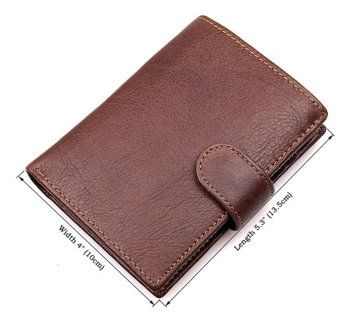 Cartera De Piel Casual Simple Con Doble Cartera De Cuero Con