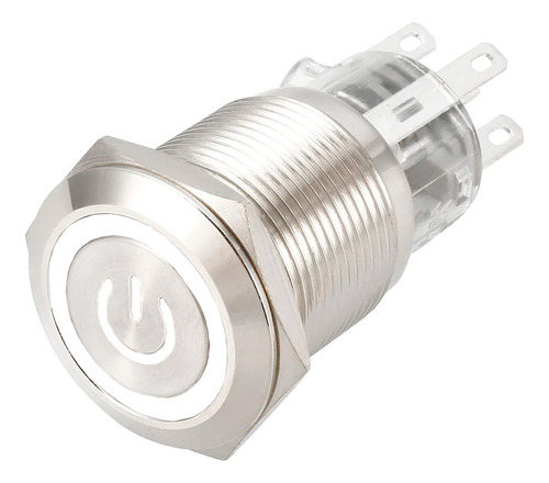 Boton Pulsador Metal 16mm Con Logo Sin Retencion Blanco