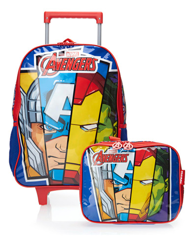 Kit Mochila De Rodinha Dos Vingadores Com Lancheira Luxcel