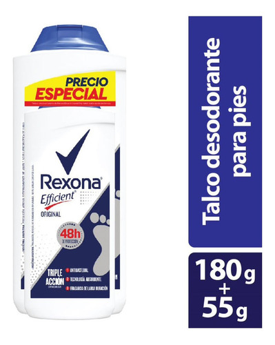 Oferta Talco Rexona Efficient X 180g+55g