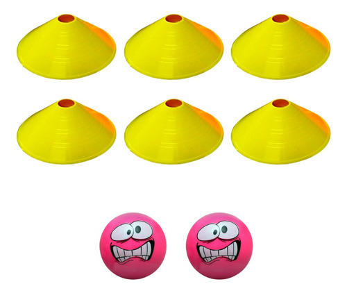 Kit 6 Conos Tortugas + 2 Bochas Hockey Profesional Emoji