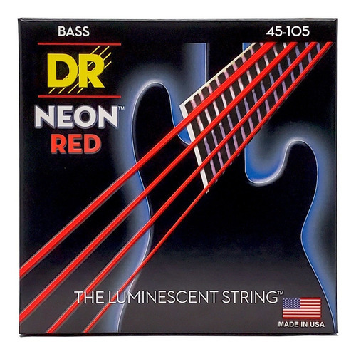 Encordoamento Baixo 4 Cordas Dr Strings Neon Vermelho 45-105