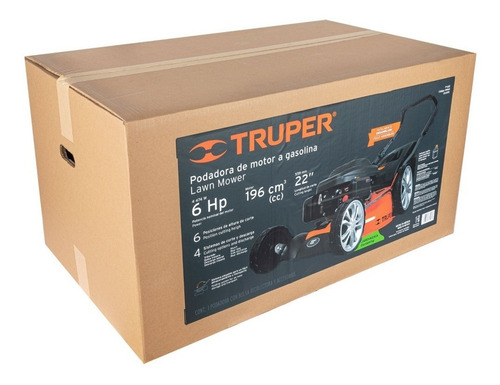 Imagen 7 de 7 de Podadora de césped a gasolina Truper P-622 color naranja con potencia de 6hp 22" de corte