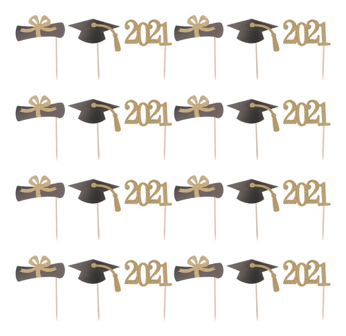 Palillos Para Magdalenas De Graduación, 24 Unidades