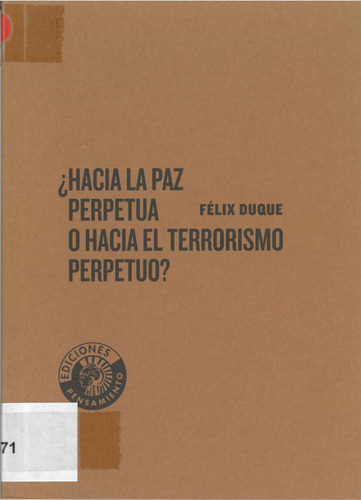 Libro Â¿hacia La Paz Perpetua O Hacia El Terrorismo Perpe...