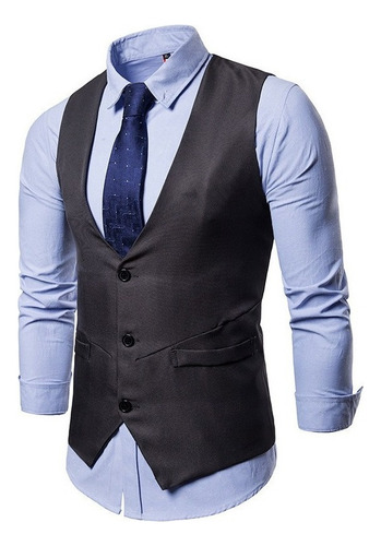 Chaleco Vestir Formal Gris Vest Hombre Con Suit Vest [u]