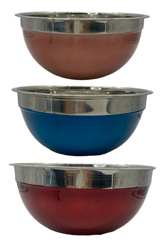 Set 3 Bowl Acero Con Exterior Color