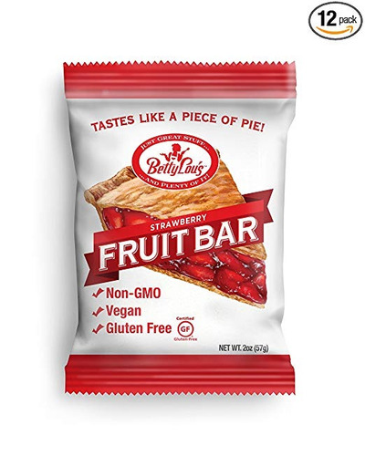 Sin Gluten Fruit Bar Snack - - Betty Lou Fresa, 12 Bares