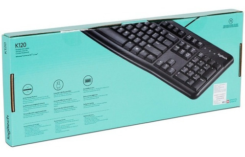Teclado Logitech K120 QWERTY español color negro