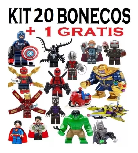 Kit 20 Bonecos Super Herois Marvel Dc E Outros Montar