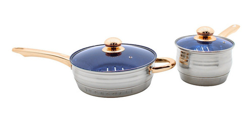Batería de cocina Vencort Batería Acero Profesional Batería Acero Inoxidable con 12 piezas de acero inoxidable gris