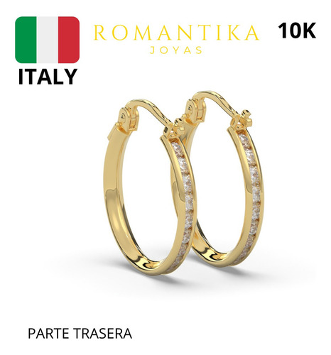 Arete Arracada Con Zirconia Oro 10k Kilates 1.7gr Italiano