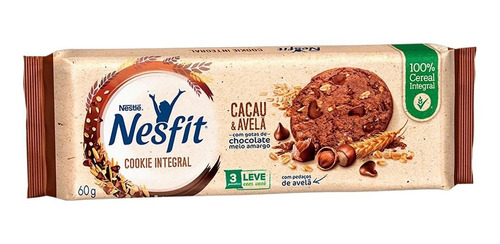 Biscoito Cookies Integral Nesfit Cacau E Avelã 60gr Nestle