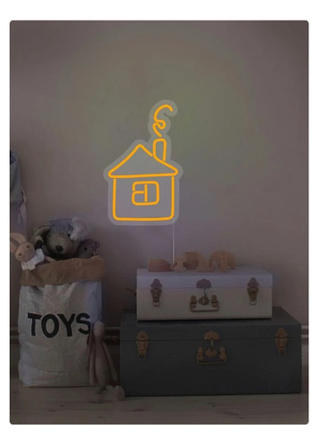 Letrero Led Neon Casa Dibujo Kawaii Alto 60cm Luminoso