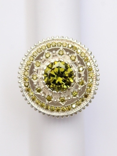 Imagen 2 de 6 de Anillo Mujer Plata Piedras Peridotos Vintage 925 Talla 7