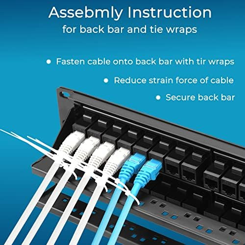 Rapink Patch Panel De 48 Puertos Cat6 Con Soporte Keystone 1