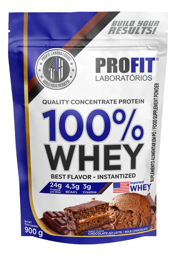 100% Whey - Concentrado Refil 900g -profit Sabor Chocolate