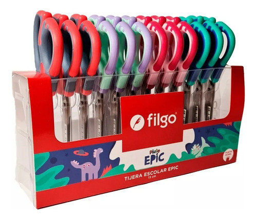 Tijera Escolar Filgo Pinto Epic 13 Cm Punta Redonda X1u