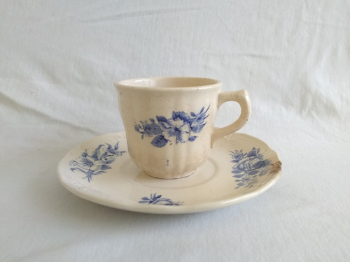 Duo Cafe Taza Loza Boch La Louviere Antiguo Belgica Shabby