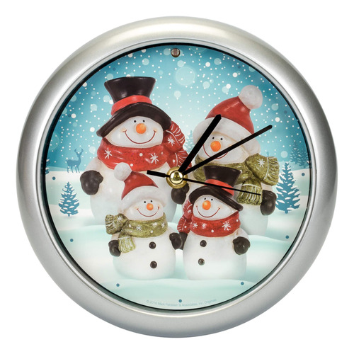 Reloj De Pared Musical Redondo De Invierno Con Familia De M