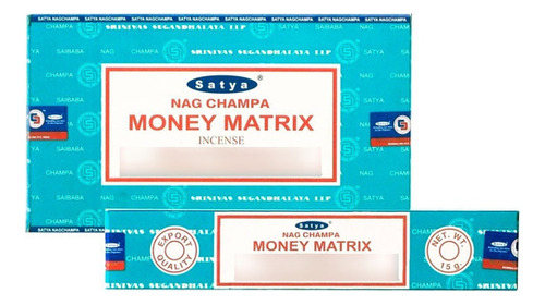 Sahumerios Satya Nag Champa - 12 Unidades Fragancia Money Matrix