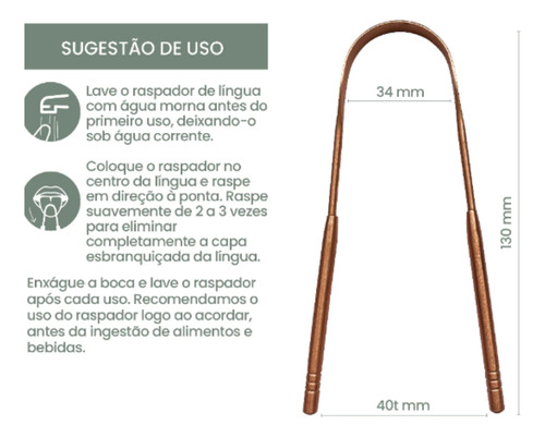 Raspador Limpador De Língua 100% Cobre Alva Ayurveda