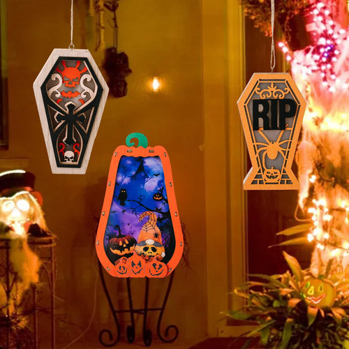 3 Piezas De Decoración Colgante De Halloween Linterna De