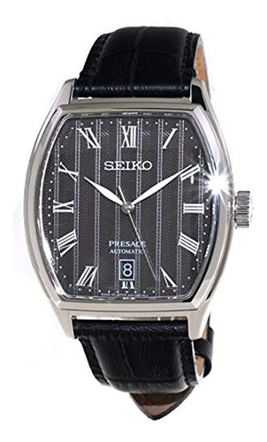 Seiko Presage Automatic Tonneau Case Calfskin Strap Mens Wat