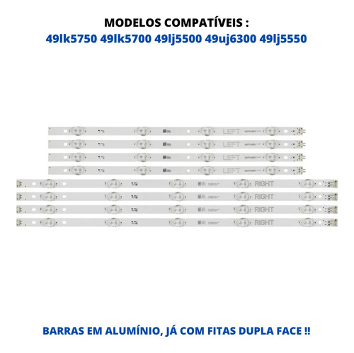 Kit 8 Barras Led Tv 49lj5500 49lk5750 49lk5700 Envio Já !