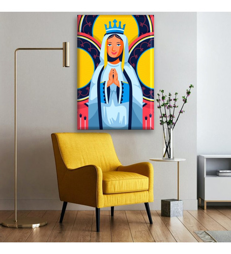 Cuadro Canva Decorativo Dibujo Virgen 90x60 Cm