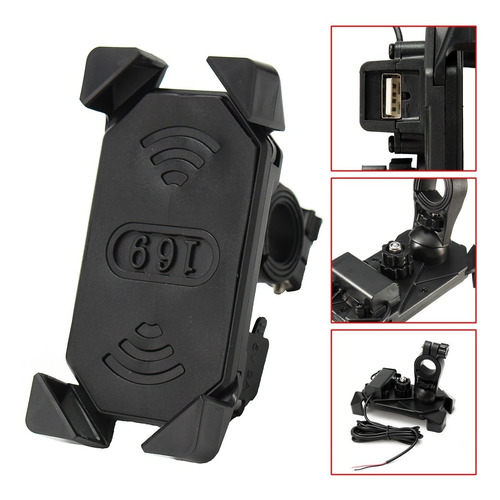 Soporte Universal Celular Para Moto Con Cargador Usb