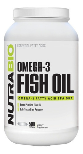Omega 3 Fish Oil - 500 Softgels - Epa & Dha - Nutrabio