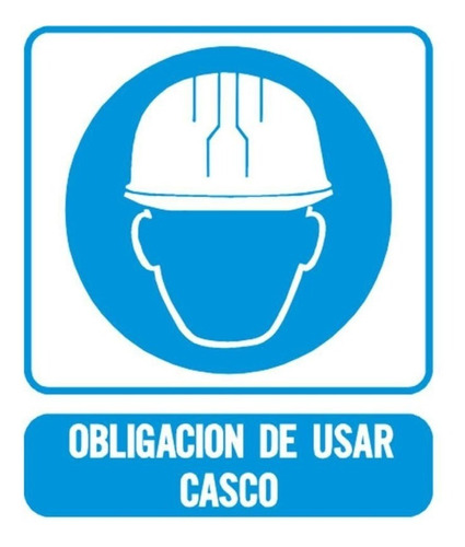 Cartel Plástico Obligación Usar Casco 22x26 Cm Seguridad