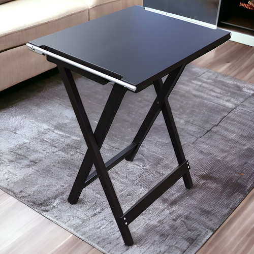 Mesa Plegable De Servicio Minimalista Hogare Color Rectangular Chocolate c/Aluminio