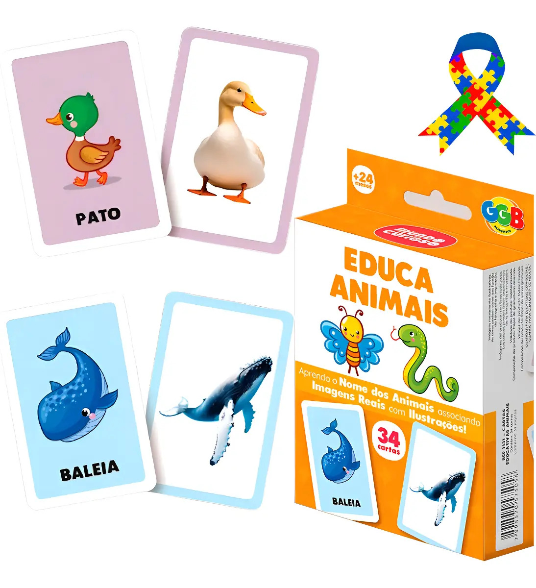 Jogo De Cartas Brinquedo Educativo Animais 34 Cartas