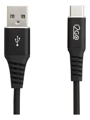 Cabo Usb-C i2GO 2m 3a Nylon Trançado Preto