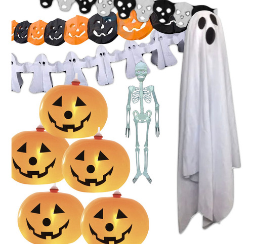 Kit Decoración Halloween Nº 2 - Modelos Calabazas Esqueleto 